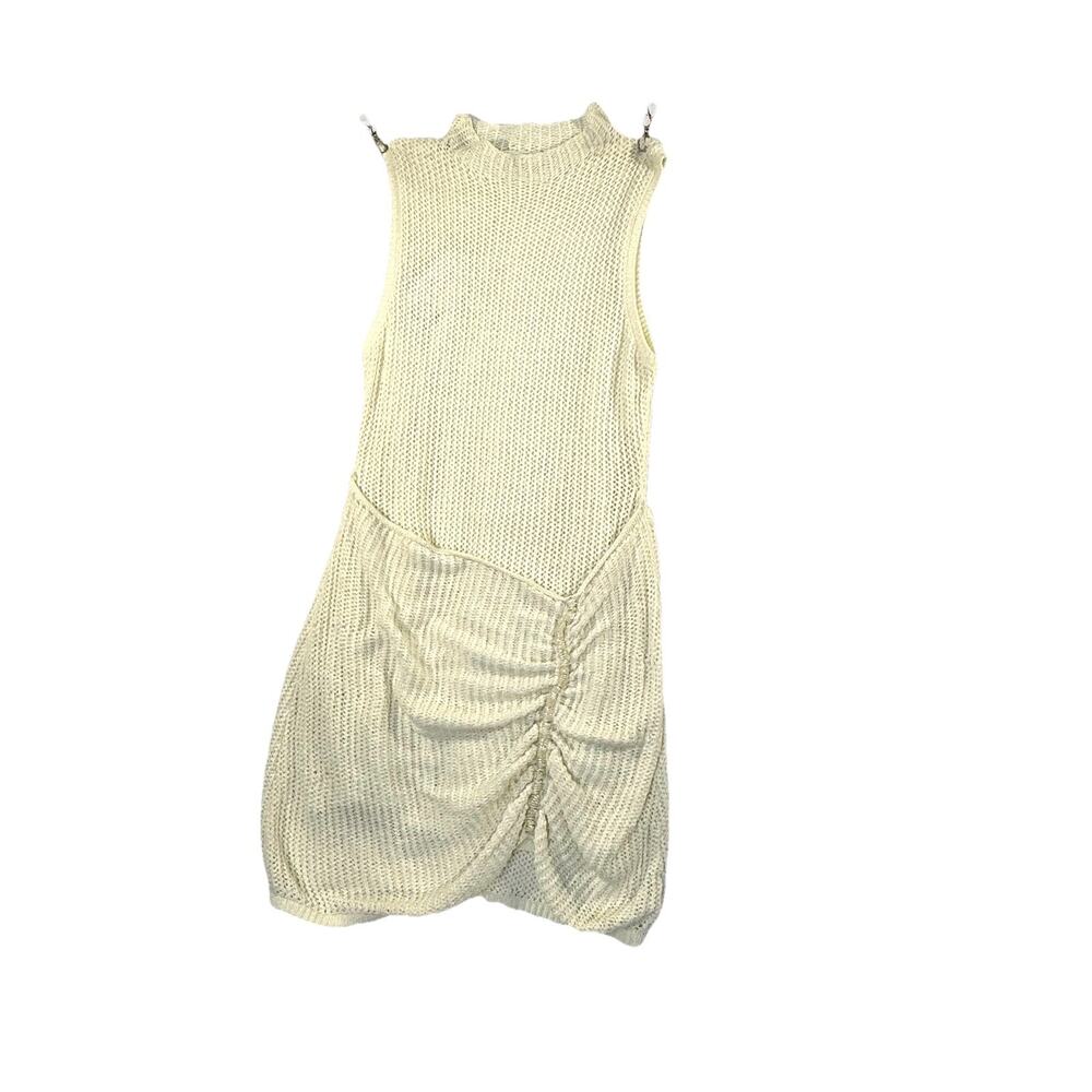 Torn by Ronny Kobo The Kate Dress Knit Sleeveless Bead Accents Color Pearl Sz M - Picture 3 of 13